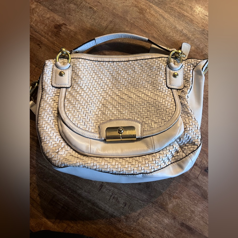 Coach Cream Woven Shoulder Bag